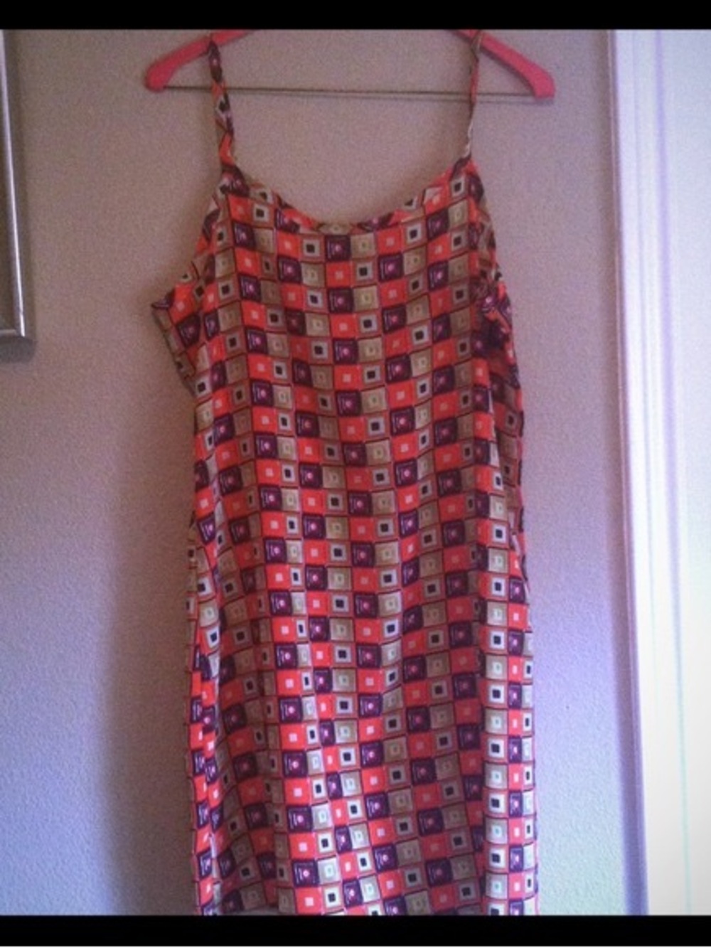 Coach Square Print Slip Dress - Orange, Purple, Cream